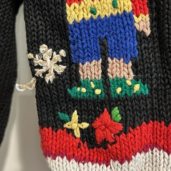 Vintage Toy Solider Teddy Bear Woven Knit crewneck pullover sweater medium - Picture 5 of 8